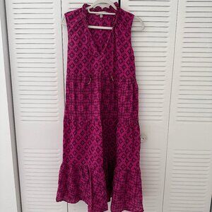 Casa Cabana Magenta Sleeveless 100 % Cotton Boho Dress In size M